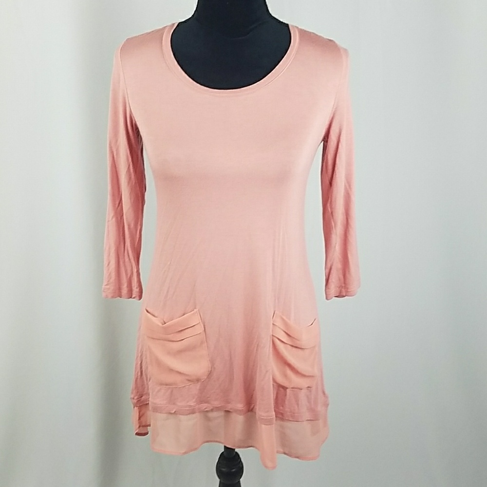 LOGO‎ by Lori Goldstein women XXS pink 3/4 sleeve